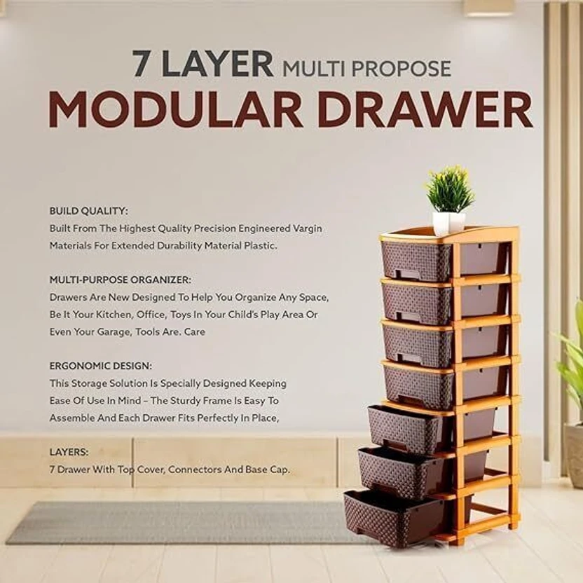 MAXTID Plastic Drawer Storage Organizer | Modular Kitchen & Cloth...more