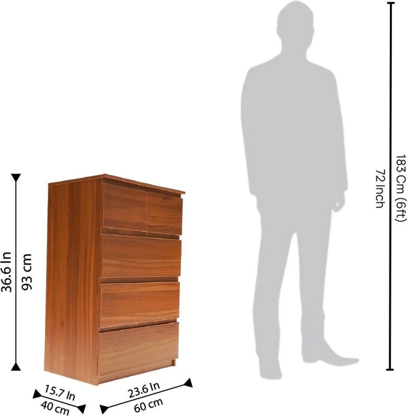 KIK Eden 5 Drawer Cabinet| Wooden Storage Chest|Organizer for Bed...more