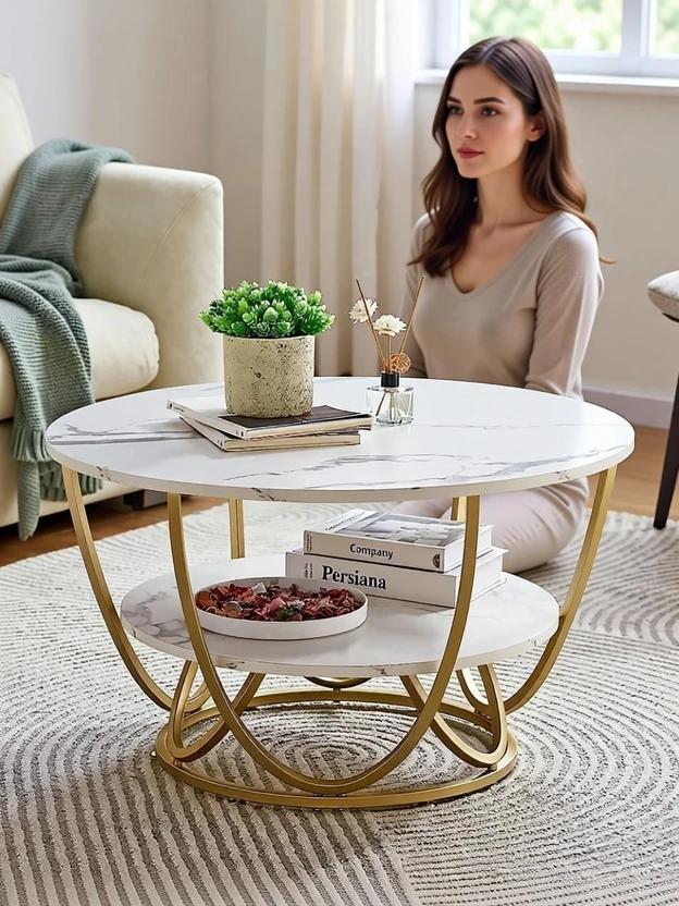 Online Decor Shoppee Aaira crafts Round Modern Marble Design Coff...more