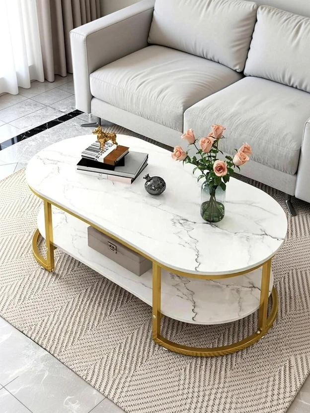 cozycrafted Luxury Marble Finish Coffee Table Engineered Wood Cof...more
