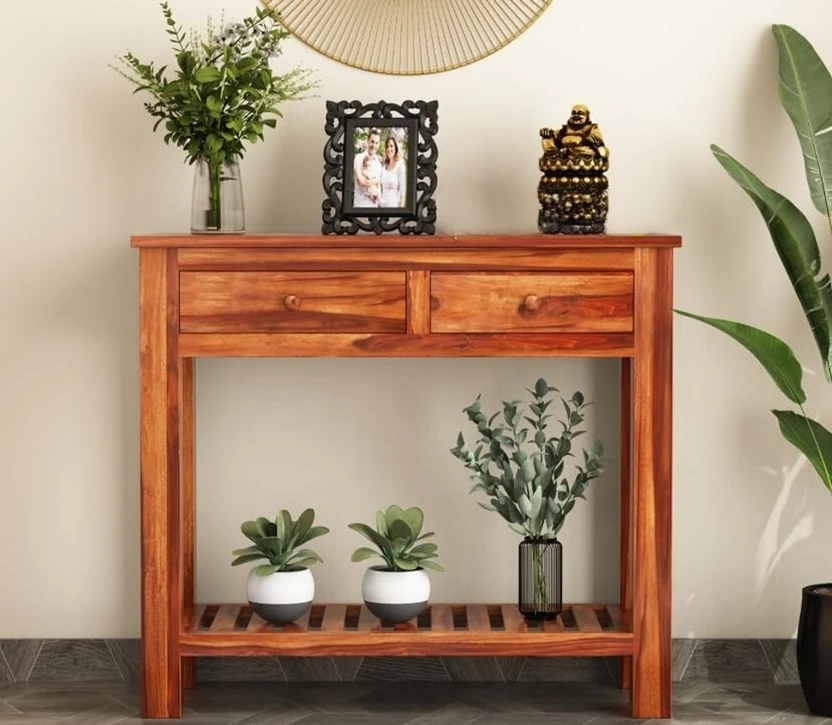 PR FURNITURE Solid Sheesham Wood Console Table With Multiple Stor...more