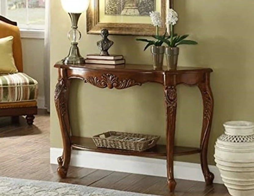 FURNISQUARE Console Table Wooden | Solid Wood Side Table with Sto...more