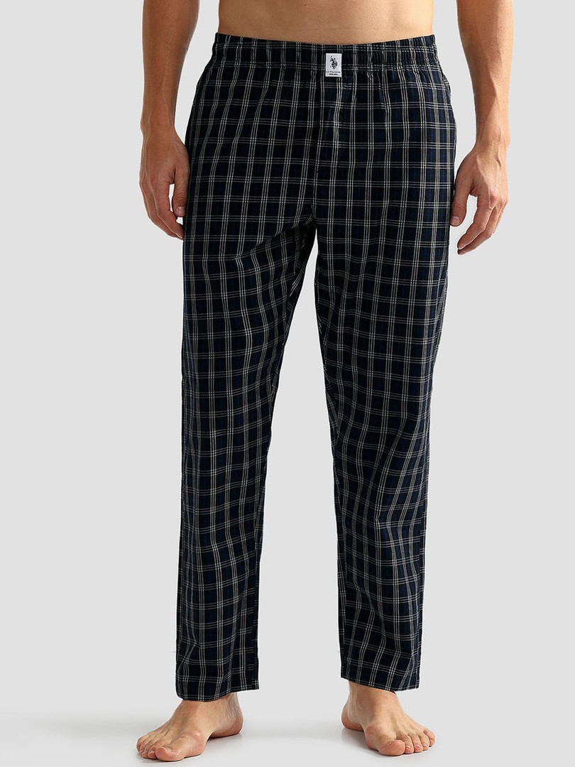 Cotton-pants U.S. Polo Assn. Men Checked Mid-Rise Pure Cotton OELP5 Lounge Pants