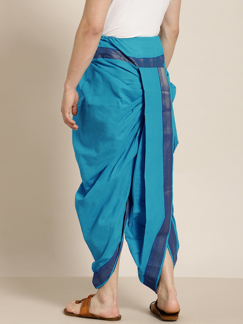 Anug by SOJANYA Men Blue Solid Cotton Dhoti Pants