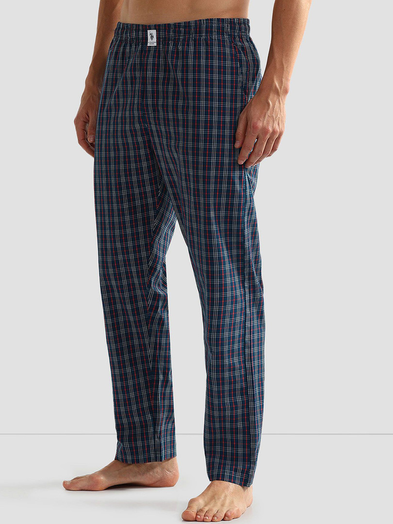 U.S. Polo Assn. Mens All Over Checked Pure Cotton OELP5 Lounge Pants