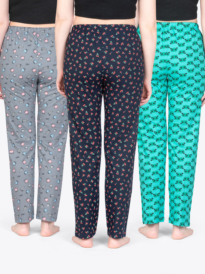 ariel Pack Of 2 Printed Pure Cotton Mid-Rise Lounge Pants