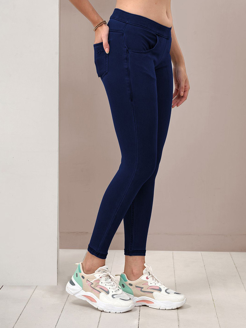LYRA Women Mid-Rise Denim Jeggings with Pockets
