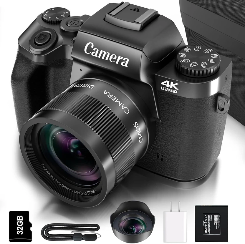 DSLR Cameras TOTAL Saneen Digital Camera for Photography, 4K 64MP WiFi Touch S...more