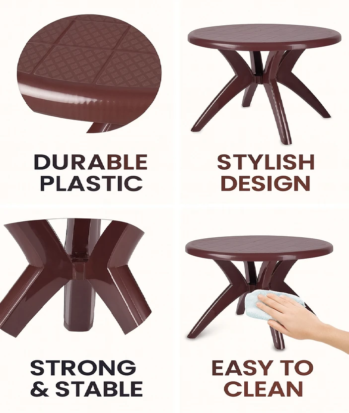 HOMIBOSS plastic round table for office, kitchen, study, garden P...more