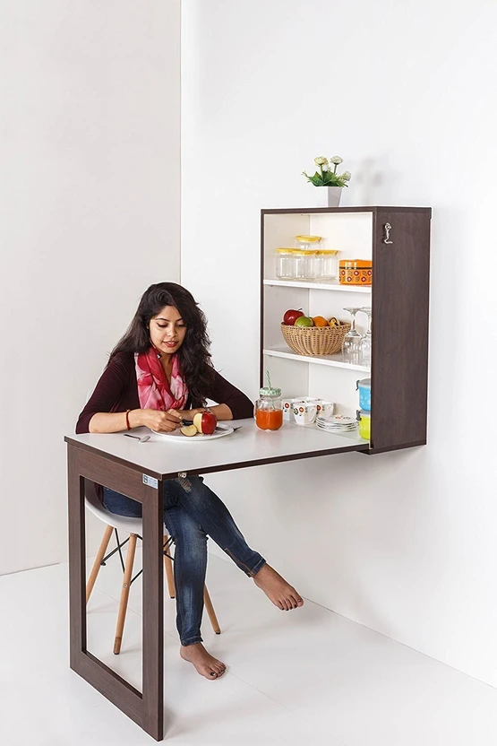 Invisible Bed Wall mounted folding Solid Wood 2 Seater Dining Tab...more