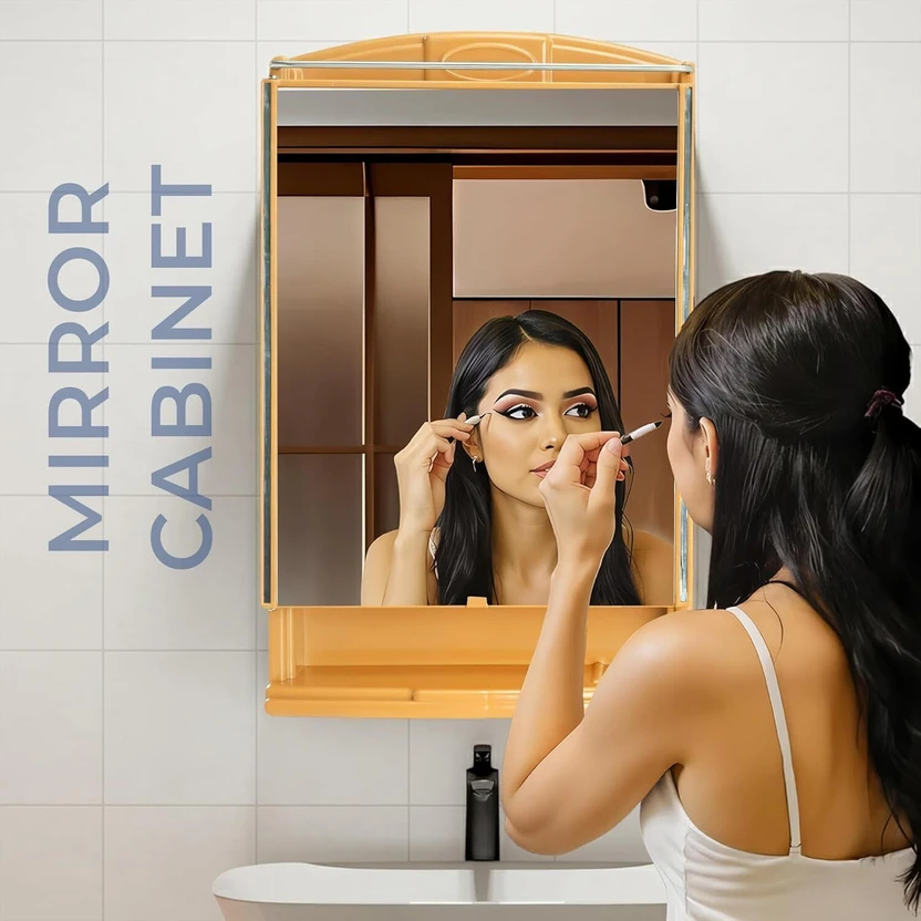 LUPPRA Multipurpose Bathroom & Bedroom Wall Cabinet mirror Plasti...more
