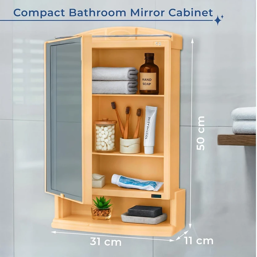 LUPPRA Multipurpose Bathroom & Bedroom Wall Cabinet mirror Plasti...more
