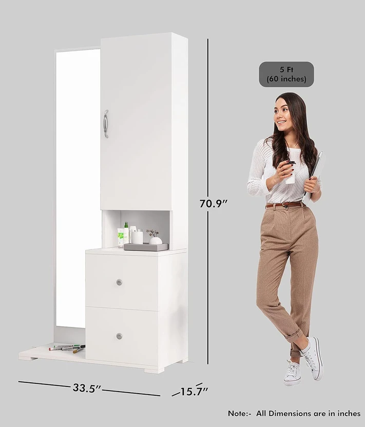 hexa red Dressing Table for Bedroom with 2 Drawer, Mirror and Hug...more