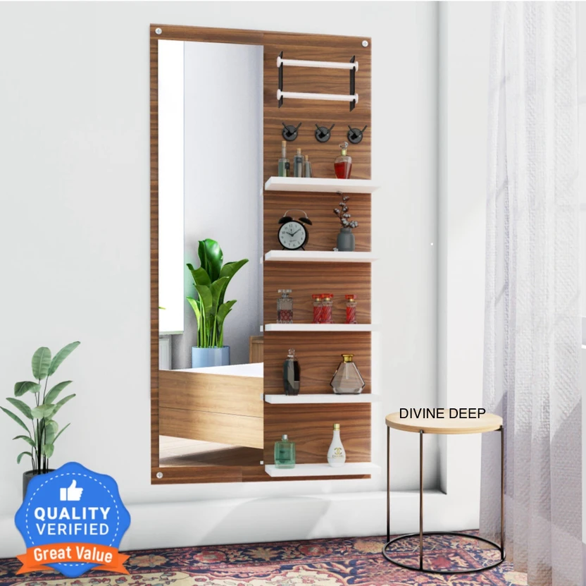 Divine Deep MIRROR TEAK NATURAL Engineered Wood Dressing Table (F...more
