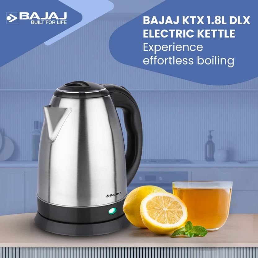 BAJAJ KTX 1.8 L DLX Electric Kettle (1.8 L, Black, Silver)