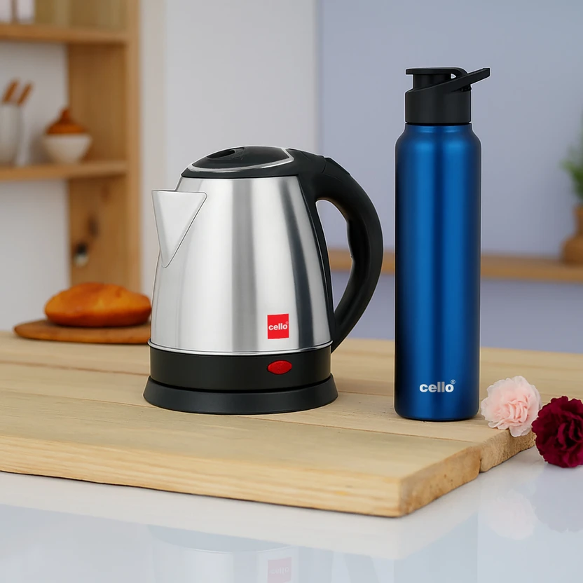 Cello Quick Boil Lifestyle Kettle 1.5 L + Sippa 1000 ML Stainless...more