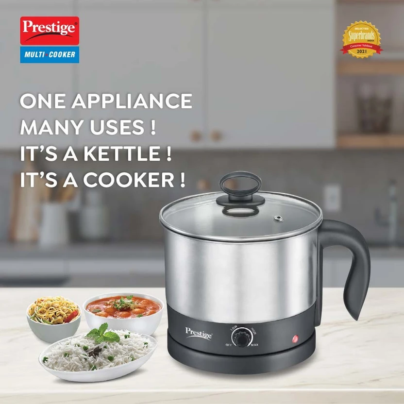 Prestige PMC 1+ Multi Cooker Electric Kettle (1 L, Silver)