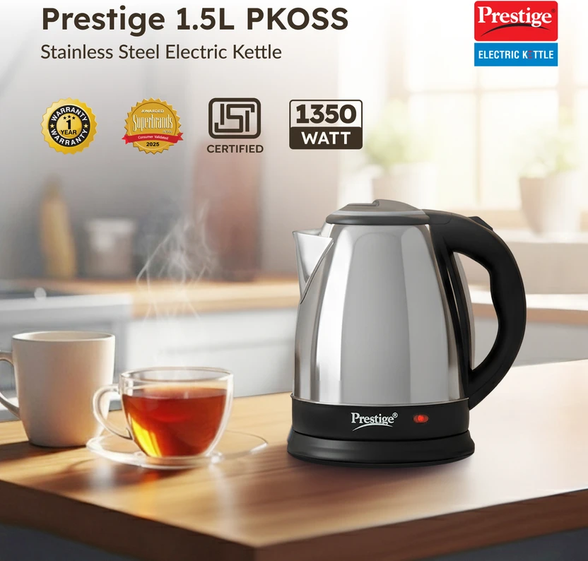 Prestige PKOSS Electric Kettle (1.5 L, Silver)