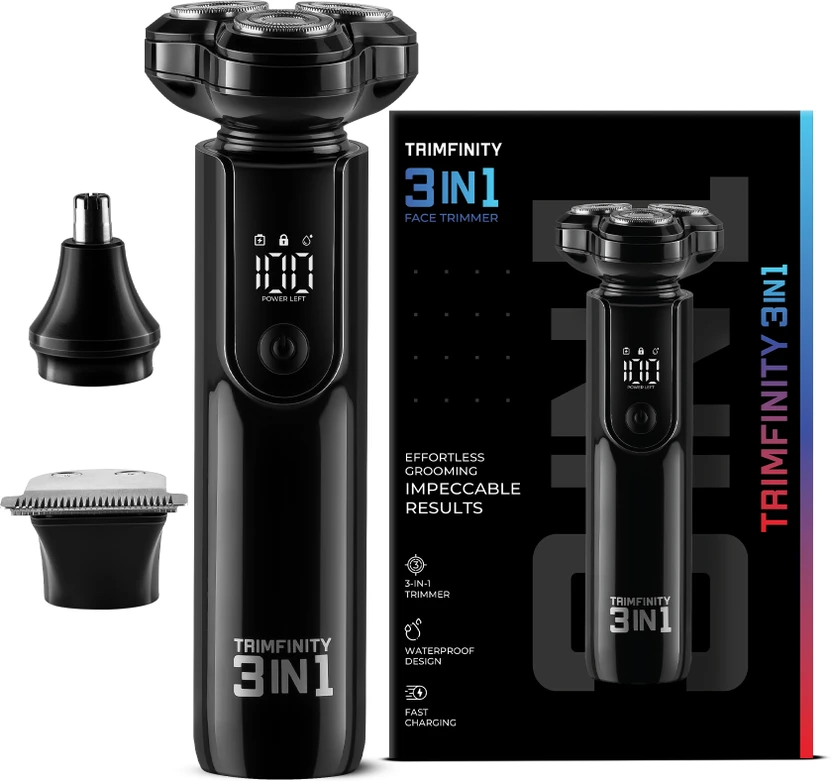 Trimfinity 3-in-1 Waterproof Electric Face Trimmer & Shaver for M...more