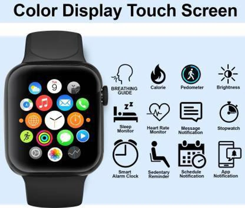 NKL Smartwatch 013 Series 7 Bluetooth Look Men (Black Strap, Size...more