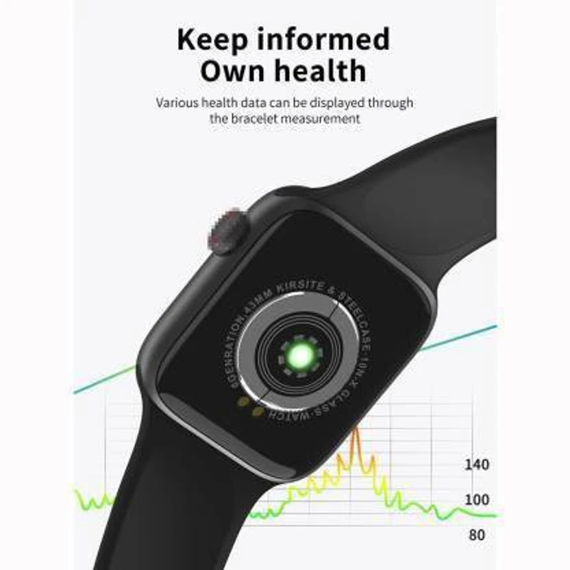 NKL Water Resistance Smart Watch (Black Strap, Size : FREE)