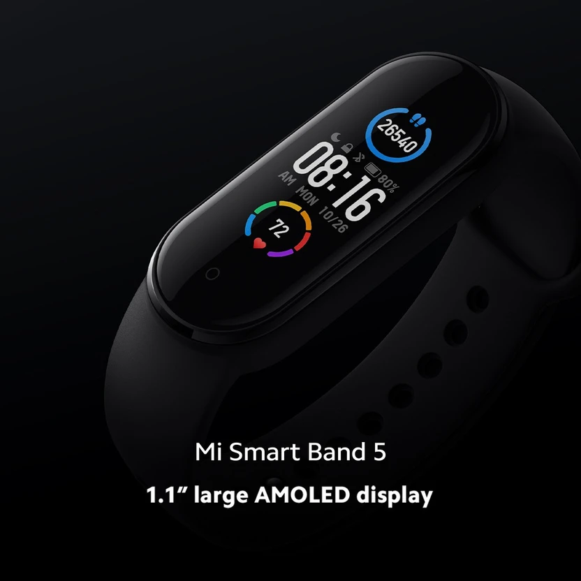 Mi Smart Band 5 (Black Strap, Size : Regular)