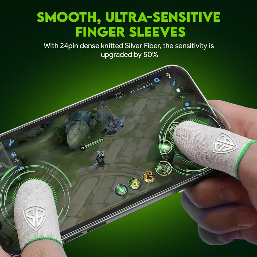 SpinBot Silver Fiber Thumb & Finger Mobile Gaming Sleeves 3 Pair(...more
