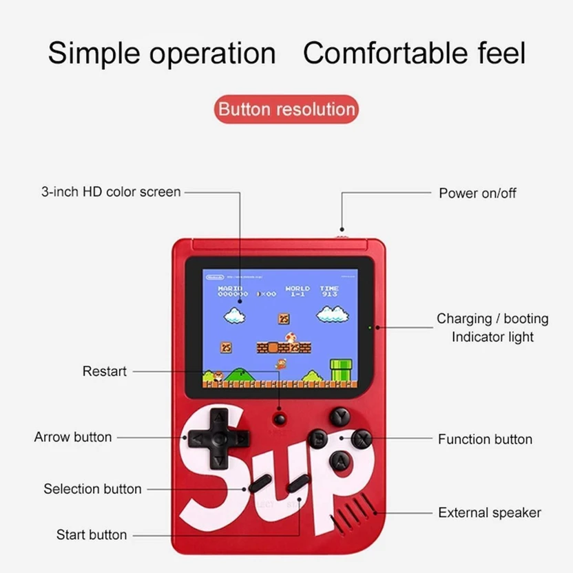 NANDGHER Handheld 400 in 1 Sup Game Box Video Game with USB ,Port...more