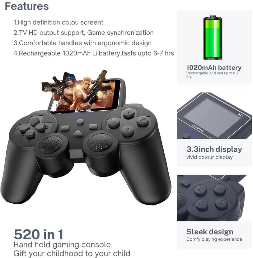 Cubonic PlayTor S10 Dual-Grip Console with Built-in HD Screen Ret...more