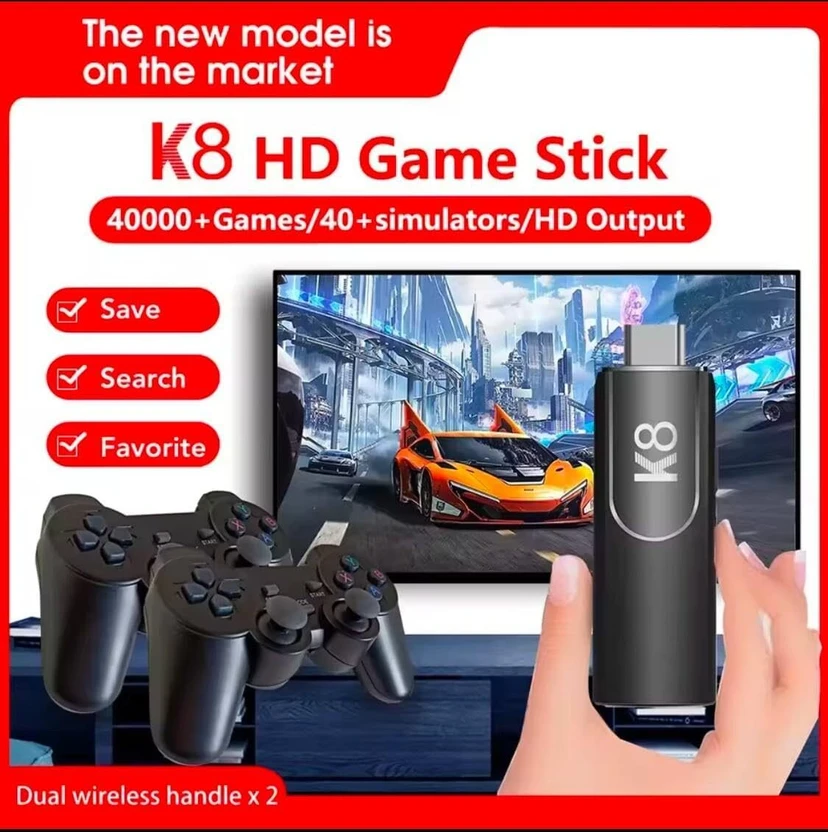 Playtastic K8 Game Stick Retro Game Console 4K HD 2.4G Wireless C...more