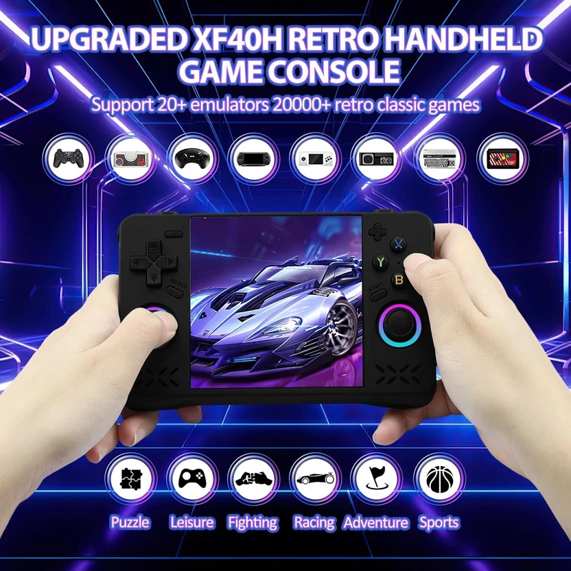 Playtastic XF40H Retro Gaming Console with 4.0 Inch 4K HD IPS Scr...more