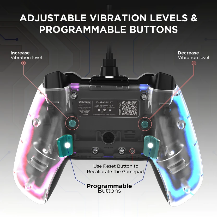 EVOFOX Elite X RGB Wired USB  Gamepad (Transparent, For PC)