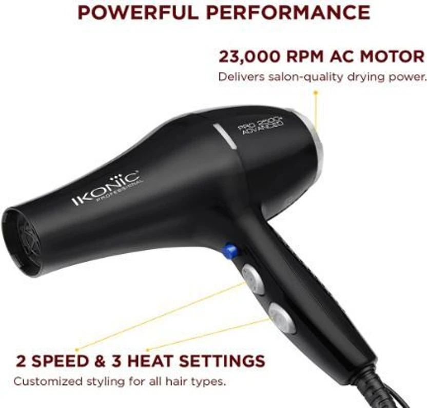 IKONIC PRO 2500 ADVANCED HAIR DRYER with dual watts compatibility...more