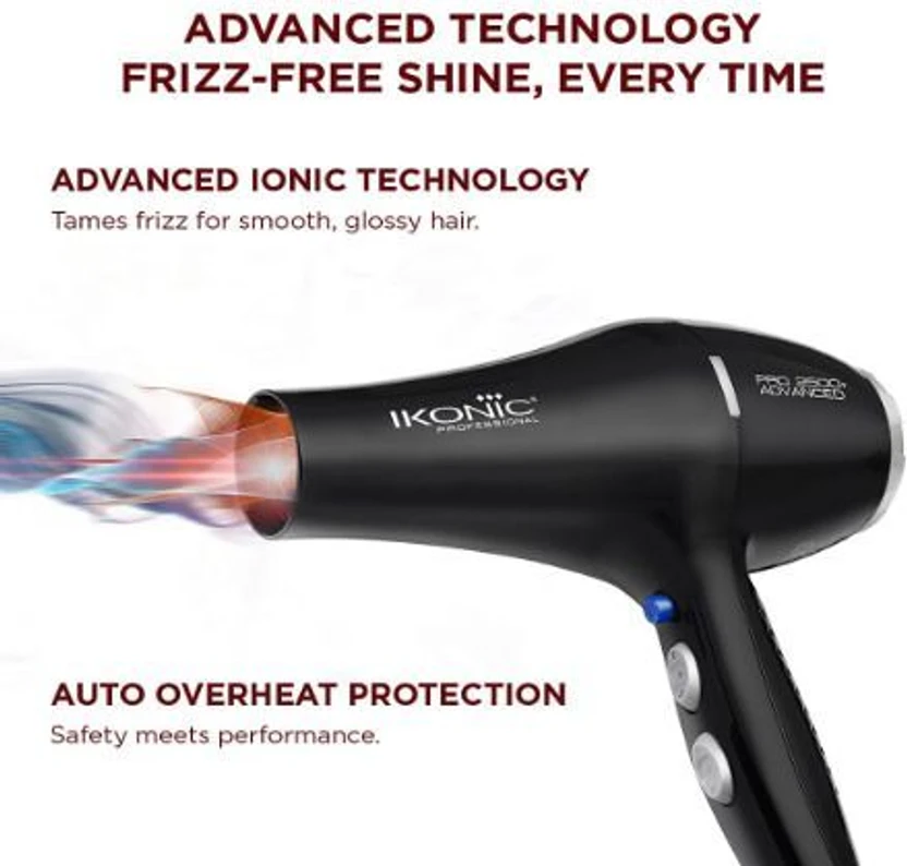 IKONIC PRO 2500 ADVANCED HAIR DRYER with dual watts compatibility...more