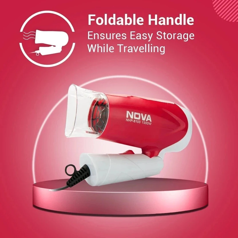 NOVA NHP 8103 Hair Dryer (1300 W, White, Red)