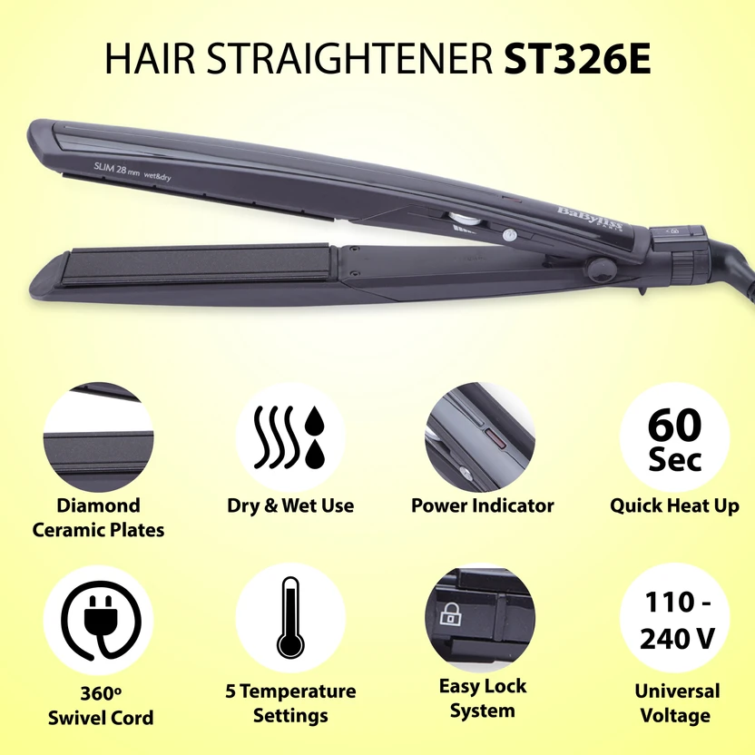 BABYLISS ST326E Hair Straightener (Black)