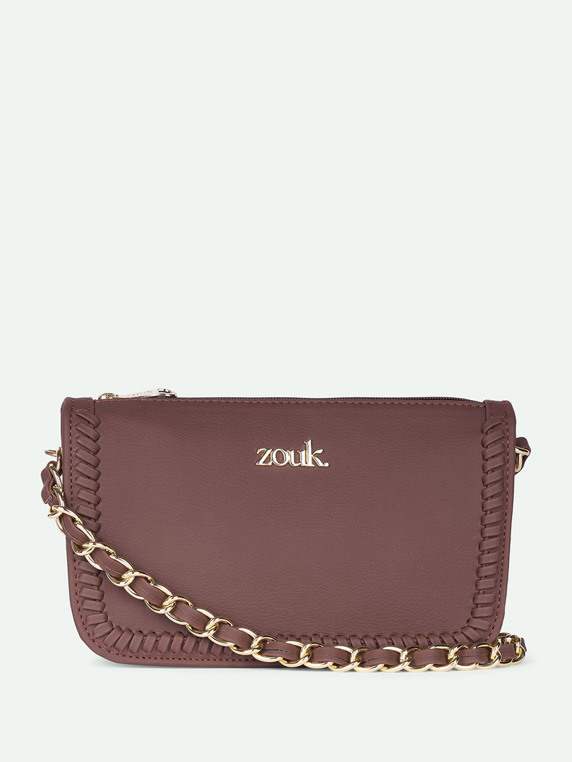 Alt by Zouk Women Aalya Baguette Royal Indian Peacock Motif Textured Sling Bag