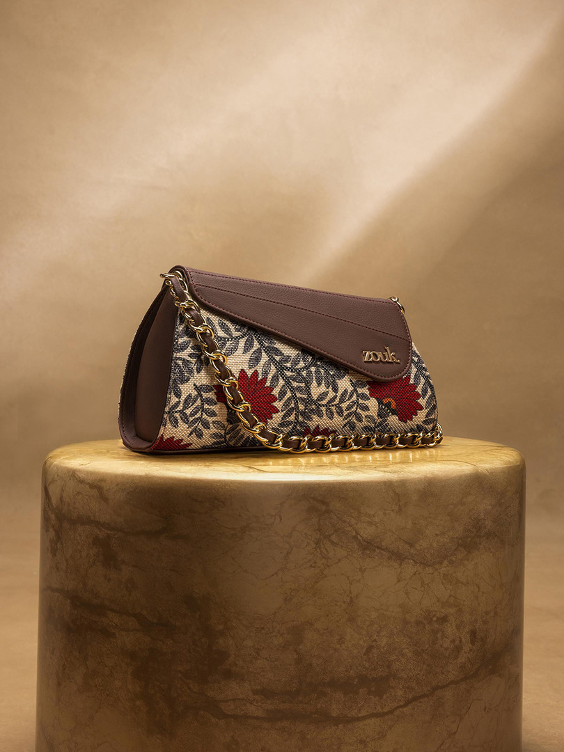 ZOUK Floral Printed Structured Sling Bag