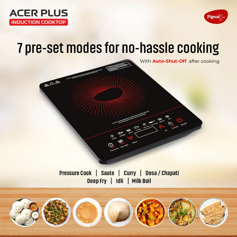 Pigeon 1800 W Induction Cooktop Touch Panel (Black, Acer plus)
