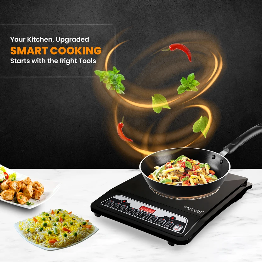 Cadlec 2000 W Induction Cooktop Push Button (Black, CookMate)