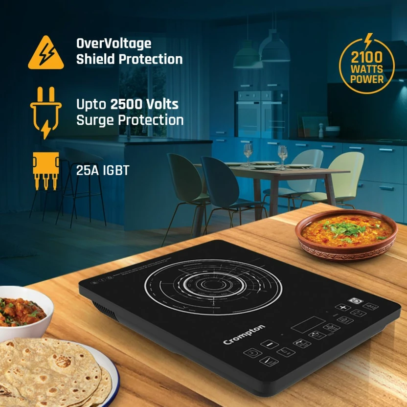 Crompton 2100 W Induction Cooktop Touch Panel (Black, Silver, ACG...more