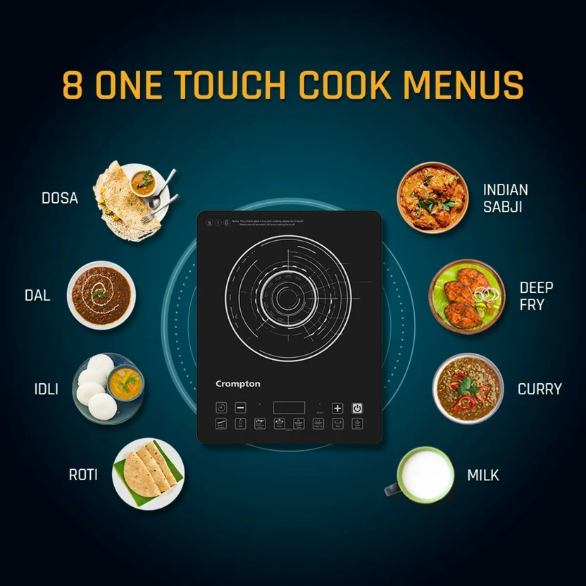 Crompton 2100 W Induction Cooktop Touch Panel (Black, Silver, ACG...more