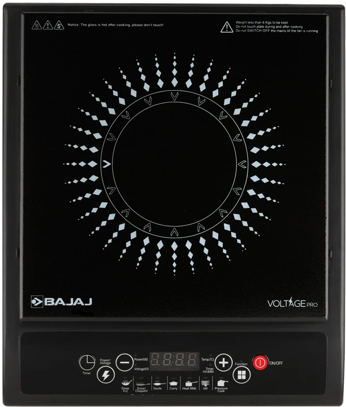 Induction Cooktops BAJAJ 1200 W Induction Cooktop Push Button (Black, 740309)