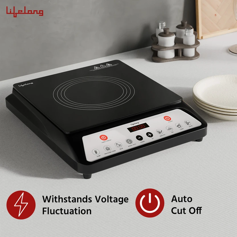 Lifelong 1800 W Induction Cooktop Push Button (Black, 1800W Induc...more