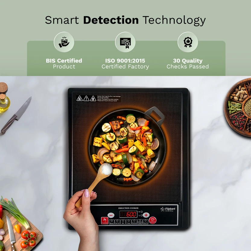 Flipkart SmartBuy 1400 W Induction Cooktop Push Button (Black, Po...more