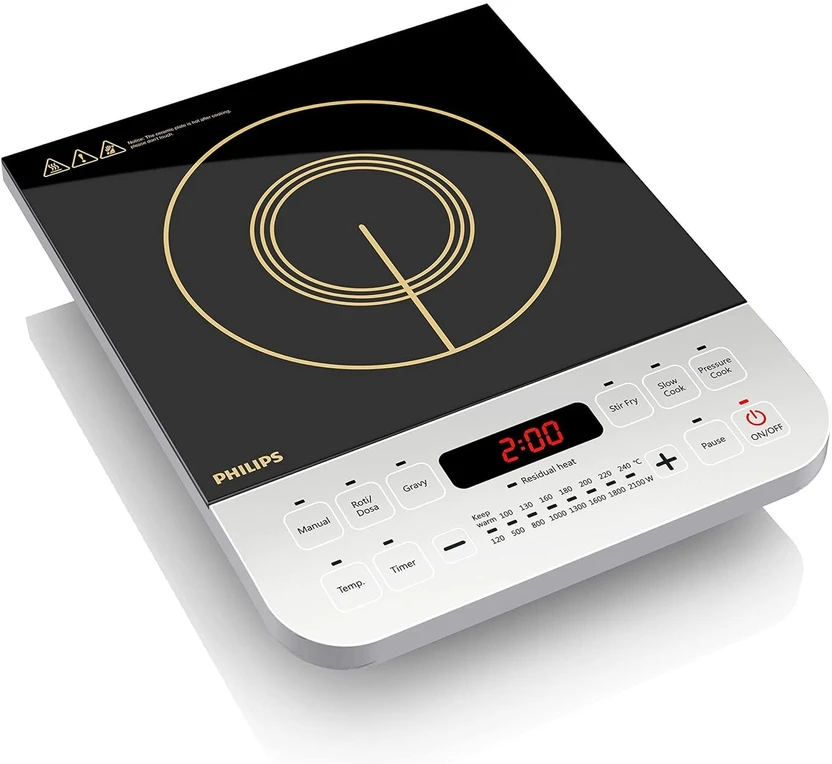 Induction Cooktops PHILIPS 2100 W Induction Cooktop Push Button (Black, HD4928/01)