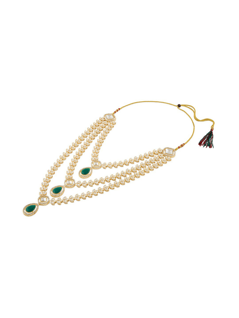 Zaveri Pearls Gold-Plated Austrian Diamond Stone Studded Layered Jewellery Set