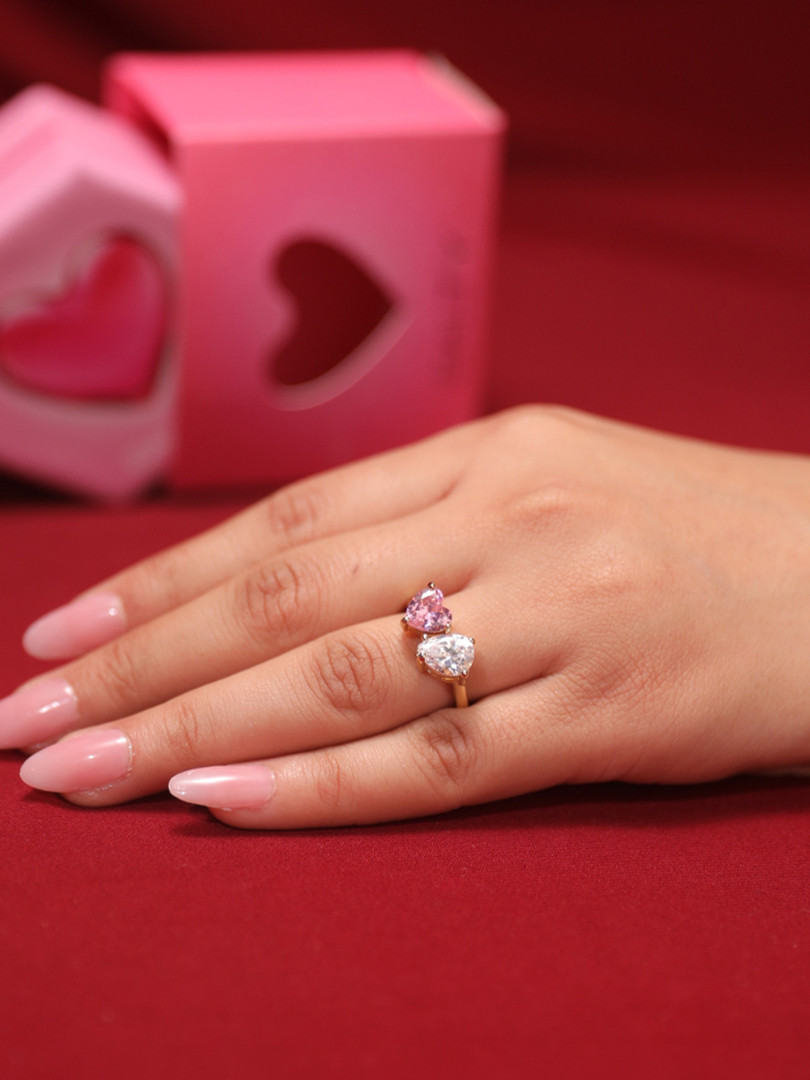 SALTY Women & Girls Double Crystal studded ToietMoi Finger Ring