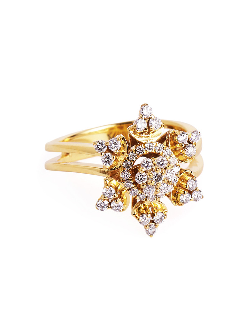 MAEJOY Chamomile Lab grown diamond 92.5 Sterling Silver 18KT Gold plated ring