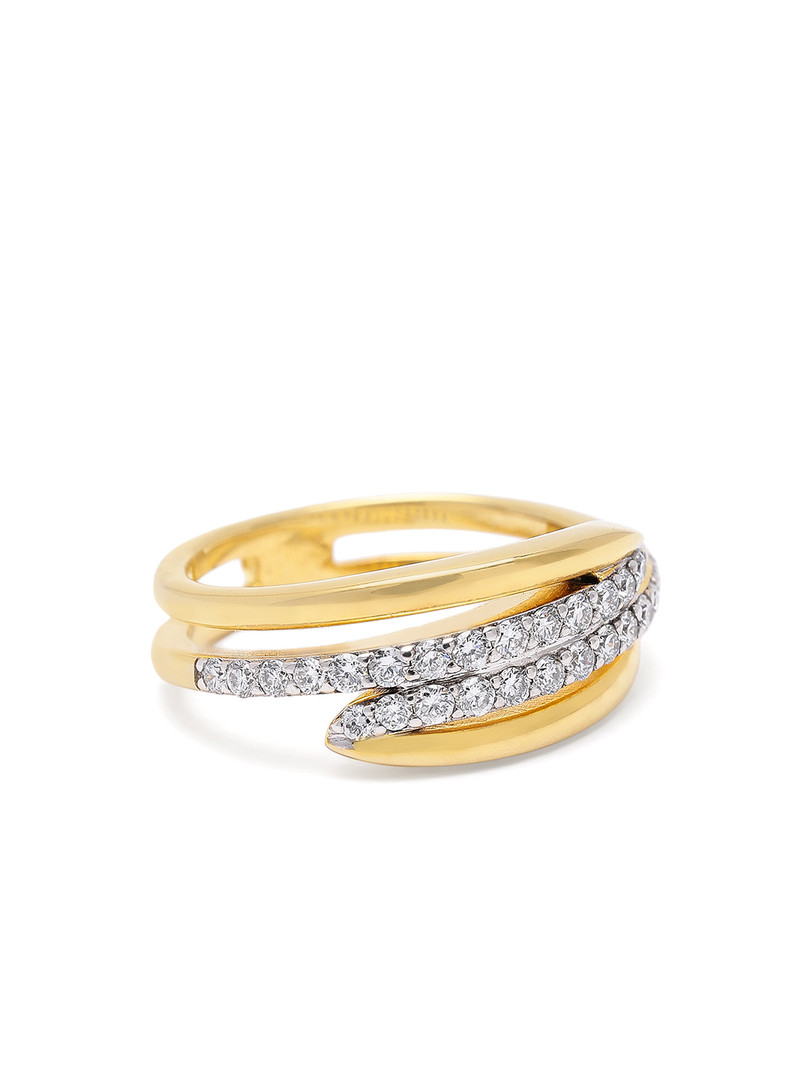 MAEJOY Spiral Lab Grown Diamond 92.5 Sterling Silver 18KT Gold plated Adjustable Ring